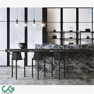 New Chinese style marble bar bar chair 3d model
